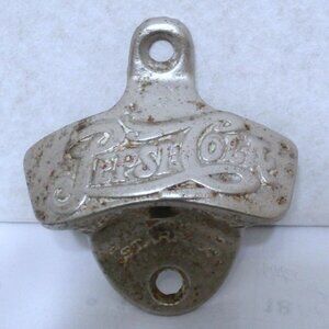 VINTAGE RARE 2 DOT PEPSI COLA WALL MOUNT BOTTLE OPENER STARR X Most have only 1